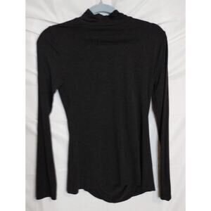 Spence Top Women's M Dark Gray Mock Turtleneck Long Sleeve Front Ruching